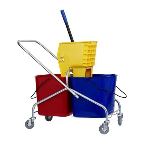 PLASTIC DOUBLE BUCKET AND WRINGER - 2 X 25LT - V FRAME