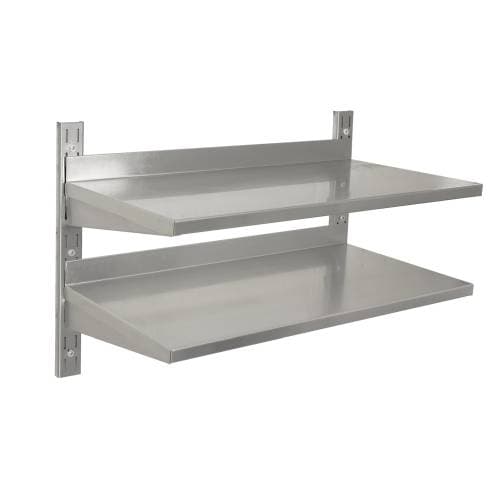 S/STEEL WALL SHELVING DOUBLE - 600 X 300MM