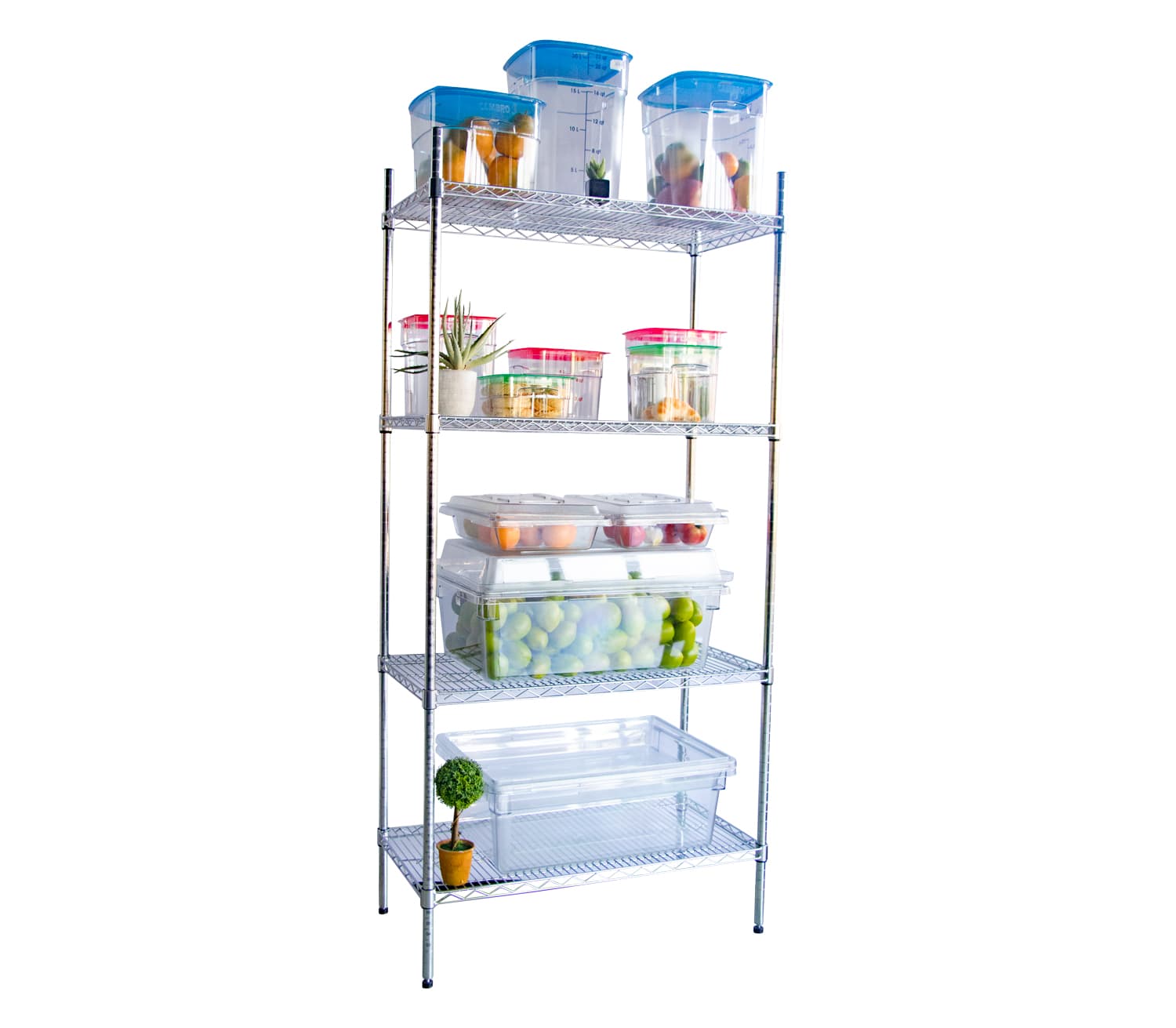 SHELVING UNIT CHROMED - 4-TIER - 1200 X 455 X 1830MM