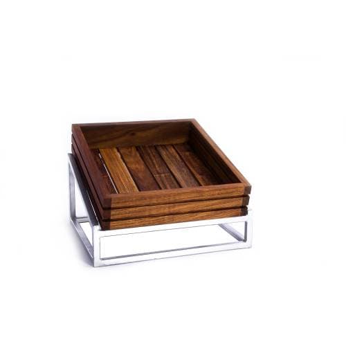 WOOD DISPLAY STAND (STEEL) - INFINITY - 330 X 300MM STRAIGHT