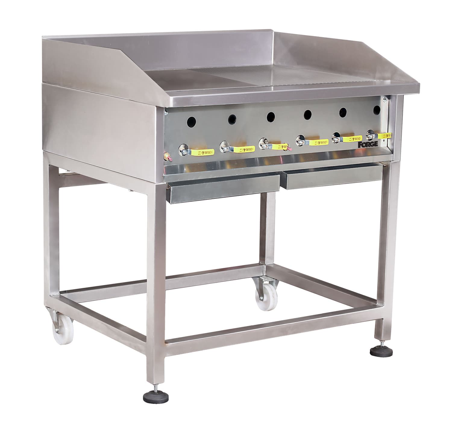HEAVY DUTY - GRILLERS - FLOOR STANDING - HALF FLAT GRILL/HALF RIBBED TOP - GAS - 90